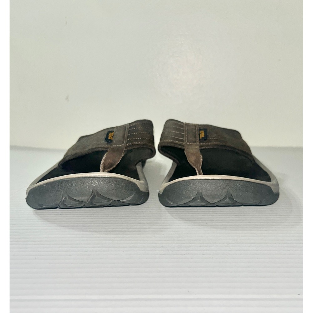 Teva Langdon Flip Flops Mens 13 Brown Waterproof Leather Thong Sandals Outdoor - Picture 3 of 8